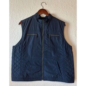 Alfred Dunner Navy Full Zip Vest With Pockets and Quilted Detail